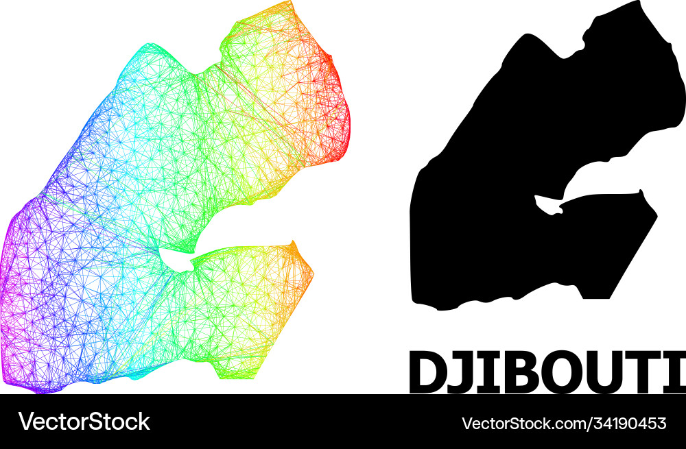 Network map djibouti with spectrum gradient Network map djibouti with spectrum gradient vector image