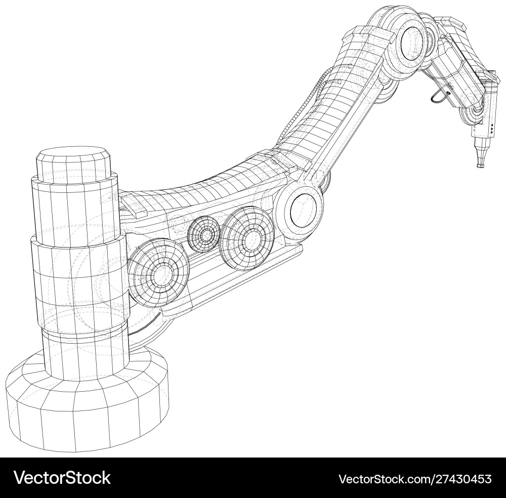 Robot hand eps10 format wire-frame Robot hand eps10 format wire-frame Vector Image