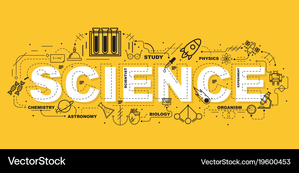 Science word for education with icons flat design Vector Image