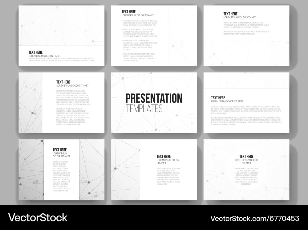 Set of 9 templates for presentation slides Vector Image