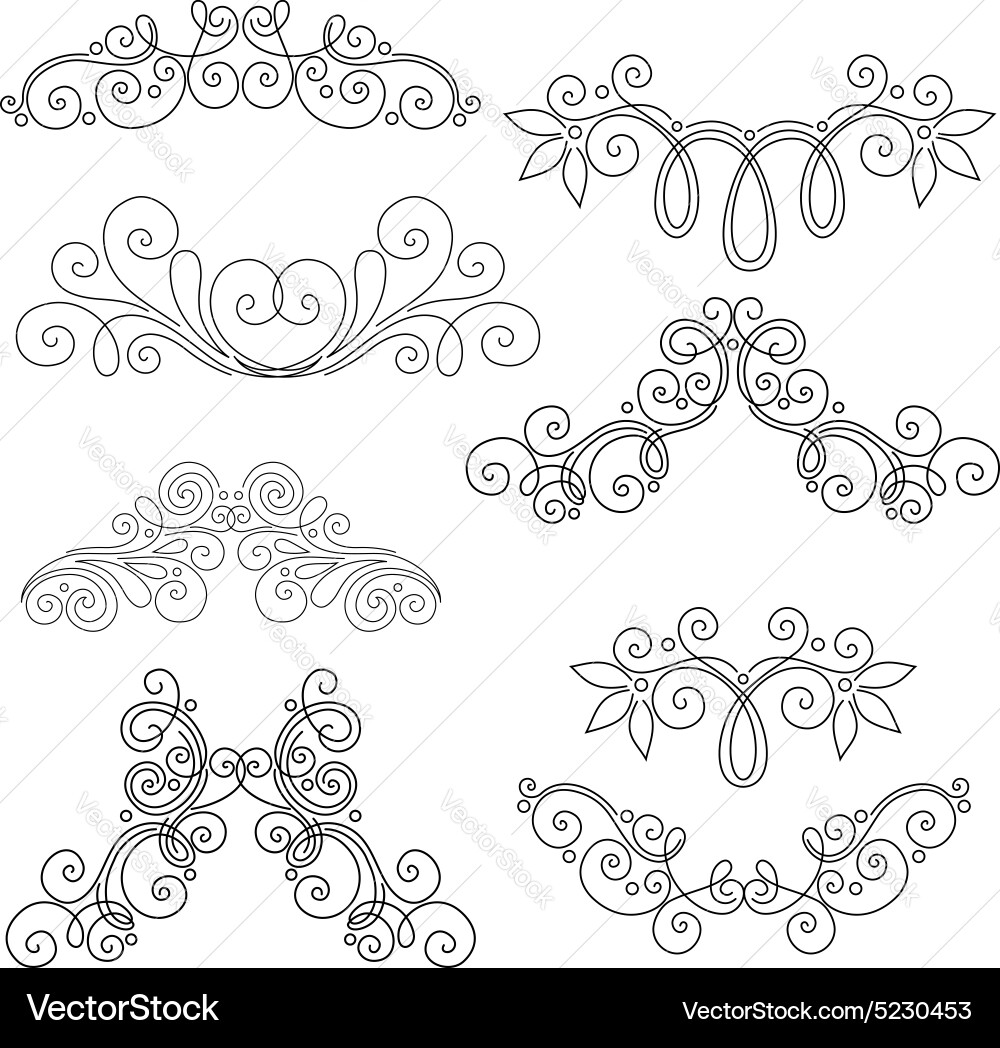 Set of calligraphic design elements and page Vector Image