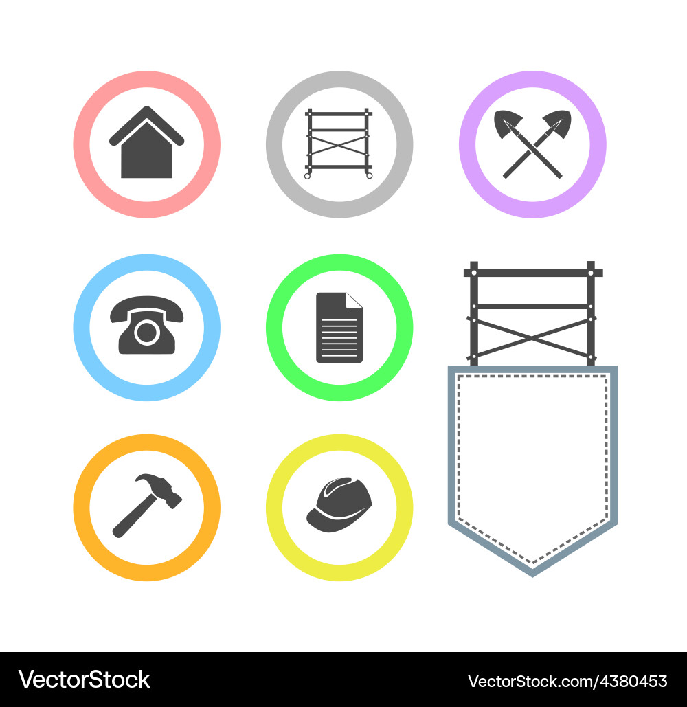 Set of scaffolding round icons for web site vector image