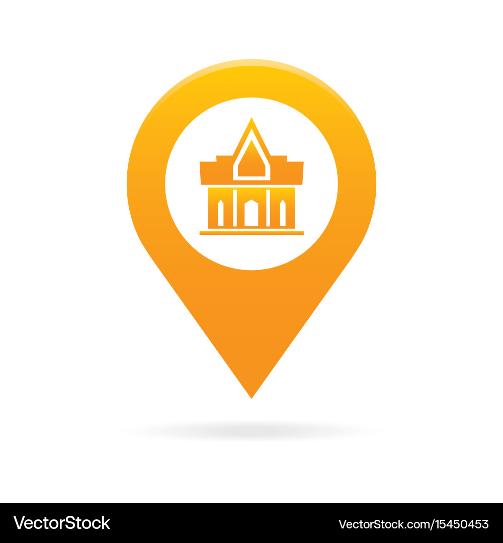 Temple monastery map pointer icon marker gps Vector Image