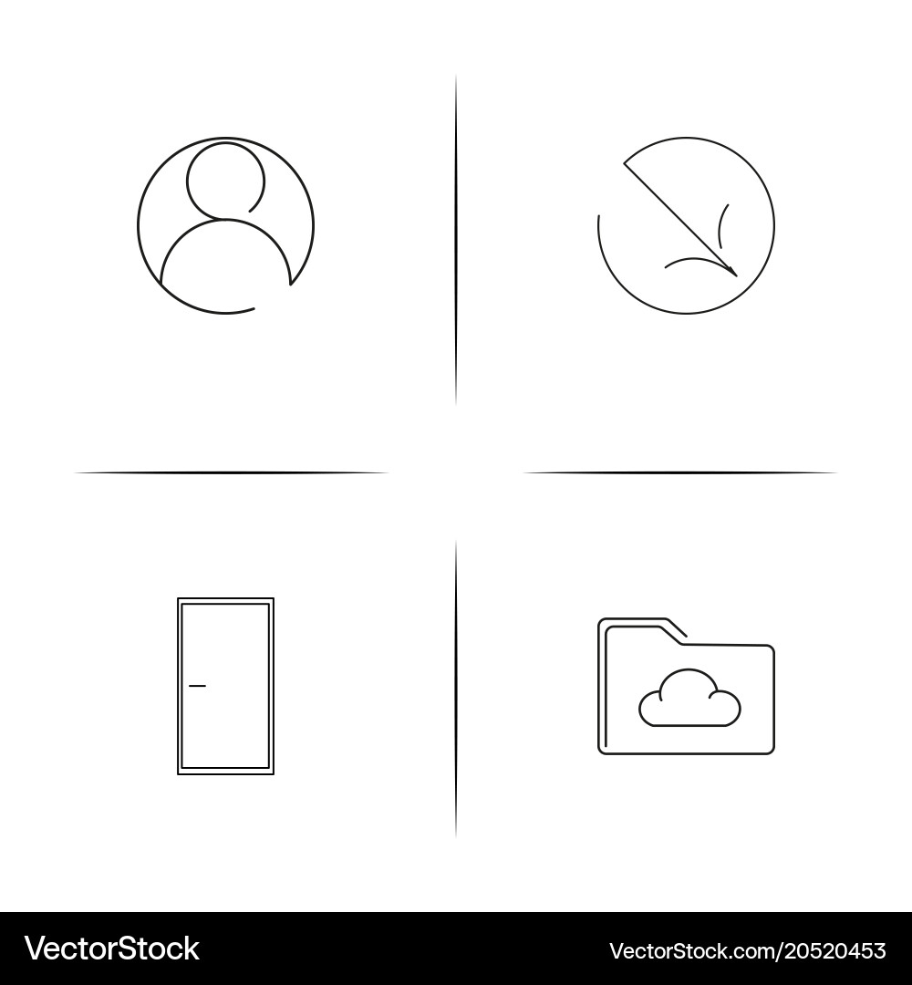 User interface simple linear icons set outlined vector image