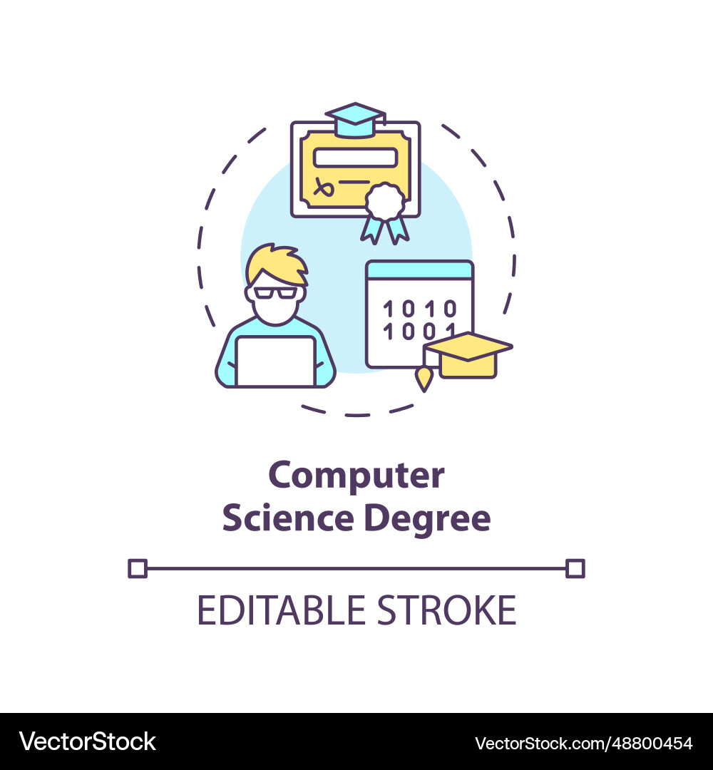 2d thin linear computer science degree icon 2d thin linear computer science degree icon vector image