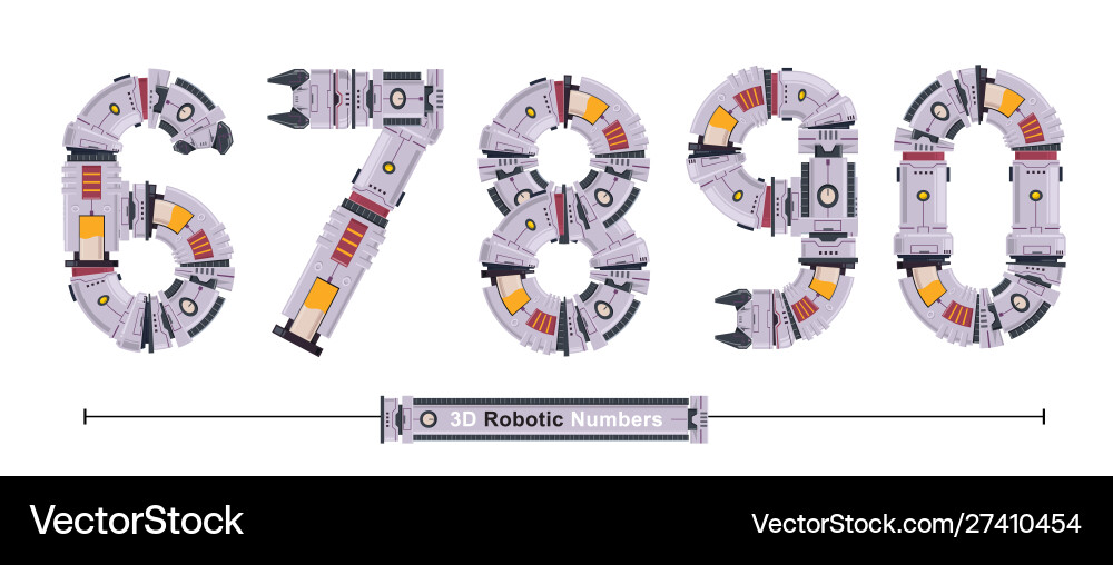 3D Robot Numbers Typography Set vector image