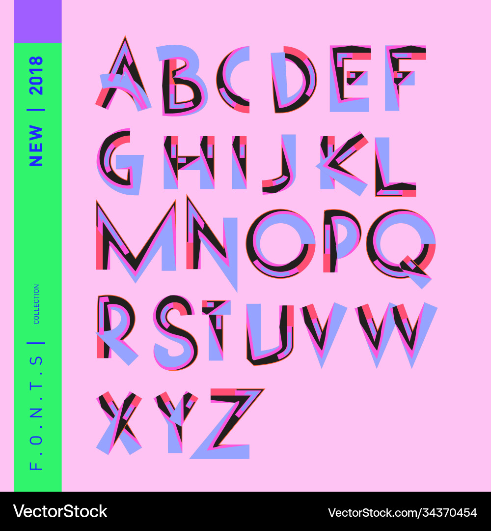 Abstract colorful font and alphabet Abstract colorful font and alphabet Vector Image