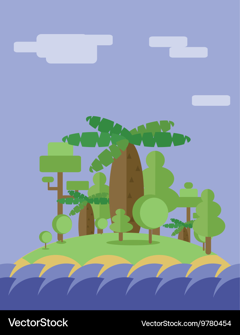 Abstract landscape design with green trees clouds Vector Image