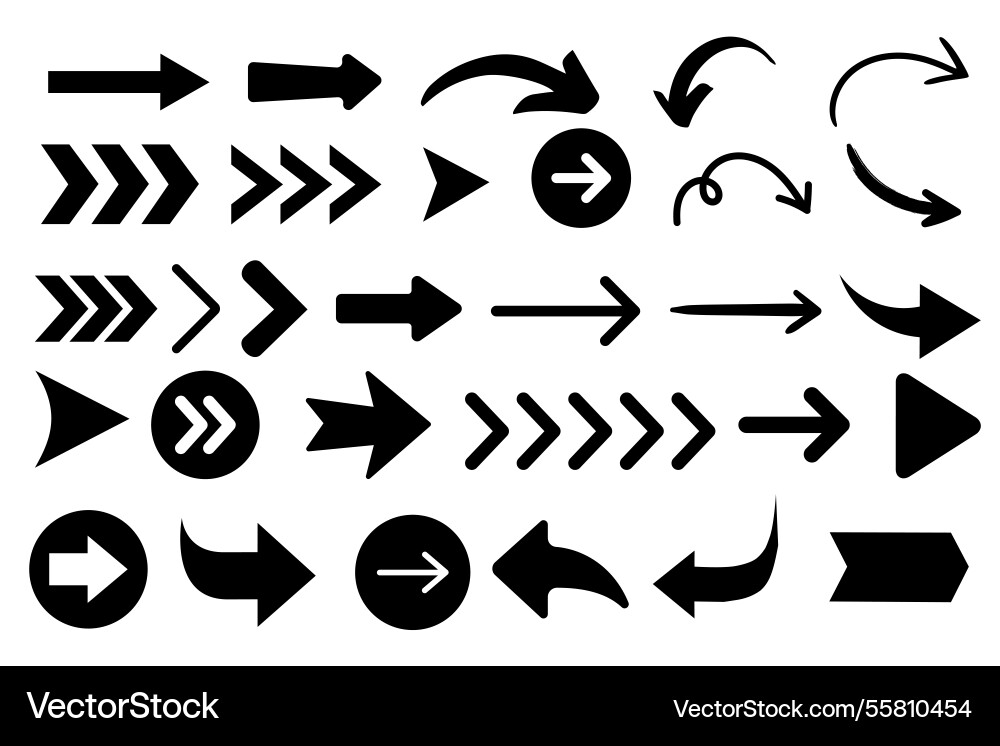 Arrows icons set collection of arrow direction Arrows icons set collection of arrow direction vector image