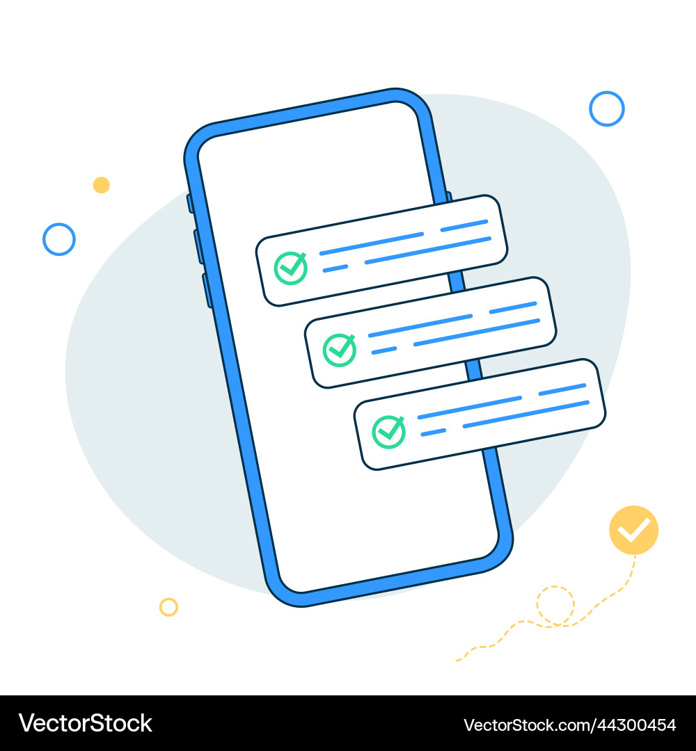 Checklist smartphone with green checkmarks check Checklist smartphone with green checkmarks check vector image