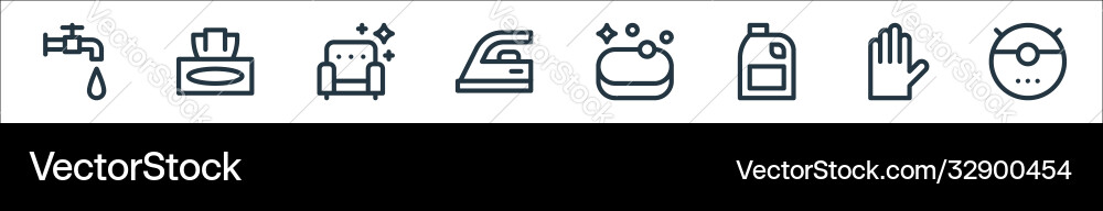 Cleaning line icons linear set quality Cleaning line icons linear set quality vector image