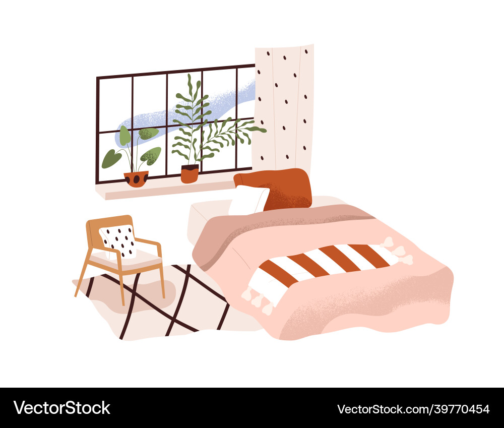 Cozy Scandinavian Bedroom vector image