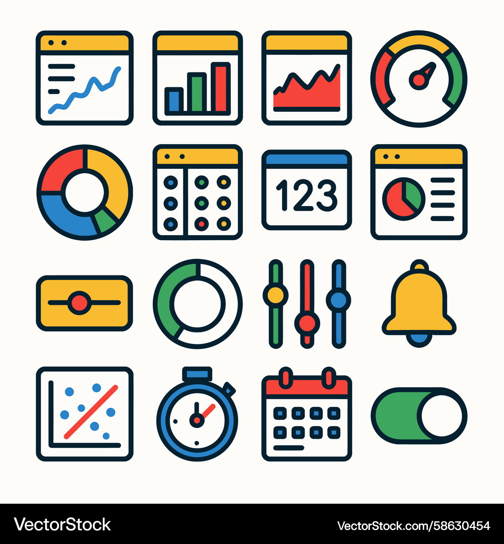 Data Analytics Icons Set Vector Image