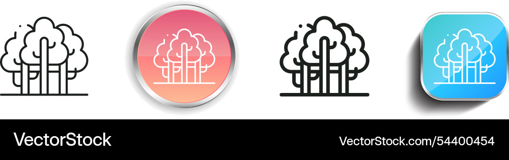 Forest icon thin linear regular and button style Forest icon thin linear regular and button style vector image