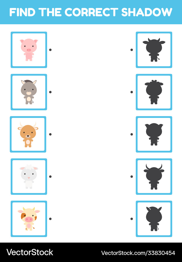 Game template find correct shadow matching Game template find correct shadow matching Vector Image