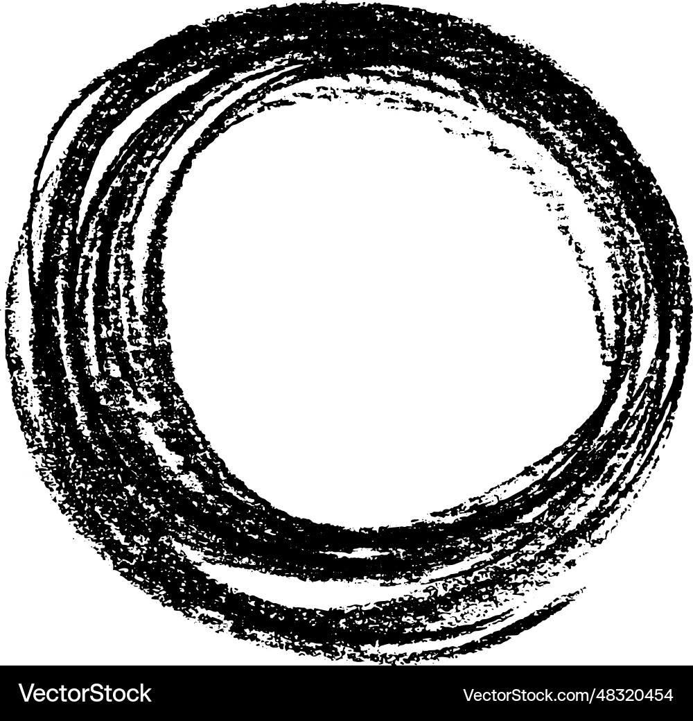 Hand Drawn Round Frame - Chalk or Charcoal Vector Image