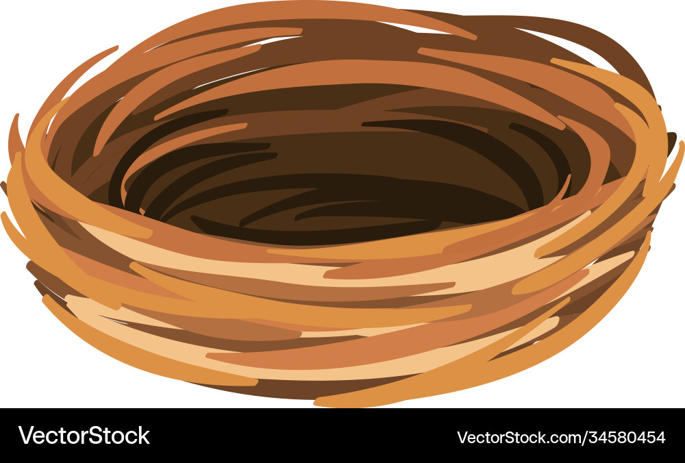 Isolated empty bird nest on white background vector image