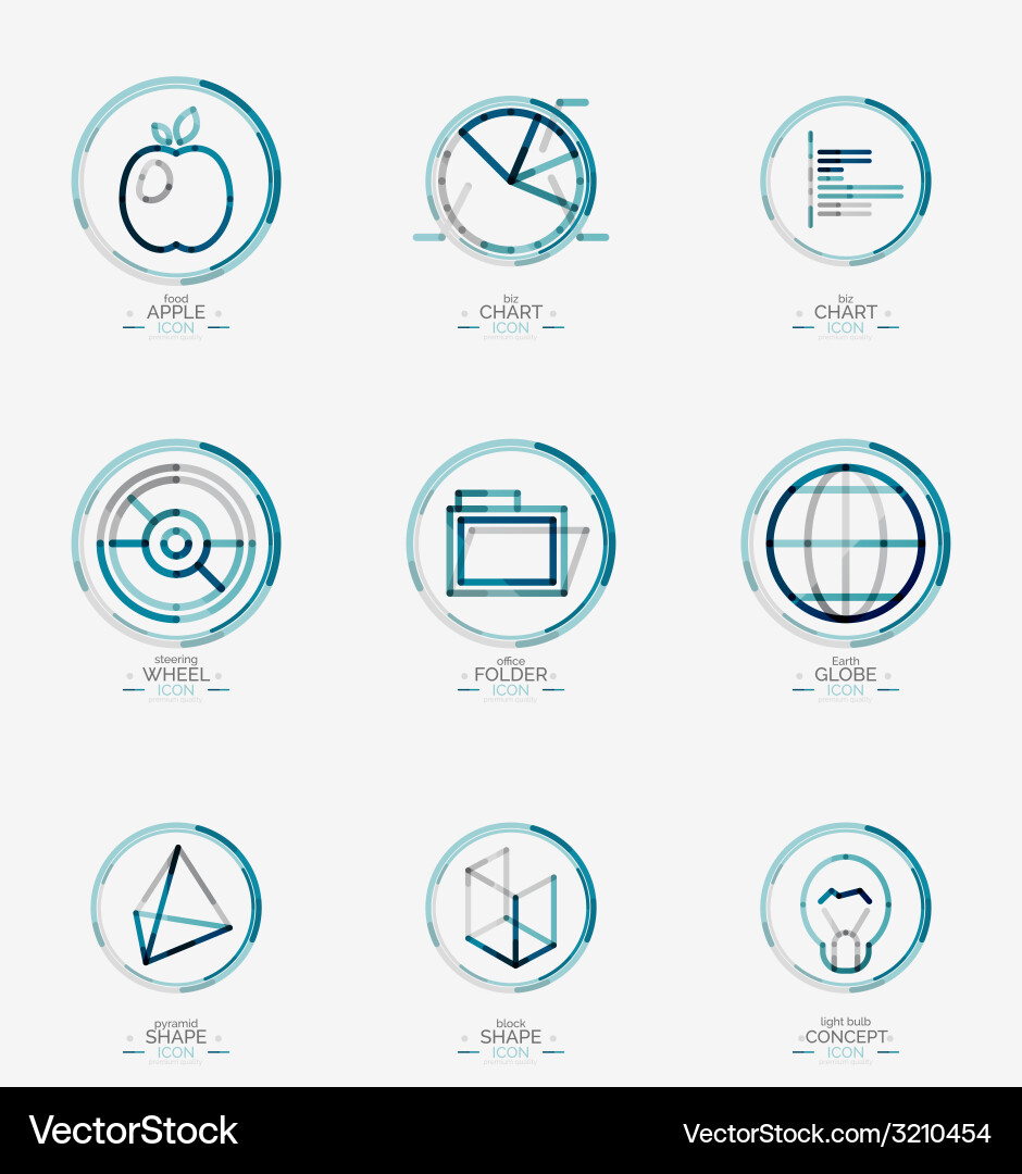Minimal thin line design web icon set vector image