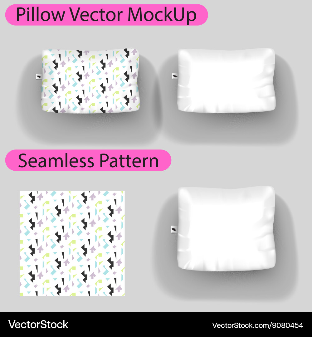 Pillow mock up with seamless pattern swatch vector image