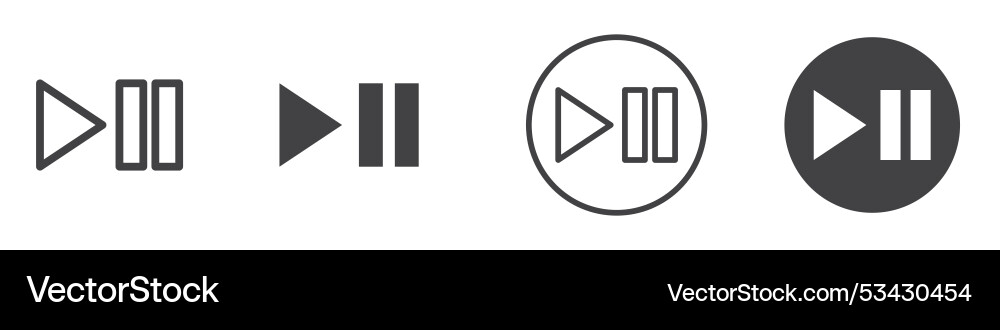 Play pause icon thin line Royalty Free Vector Image