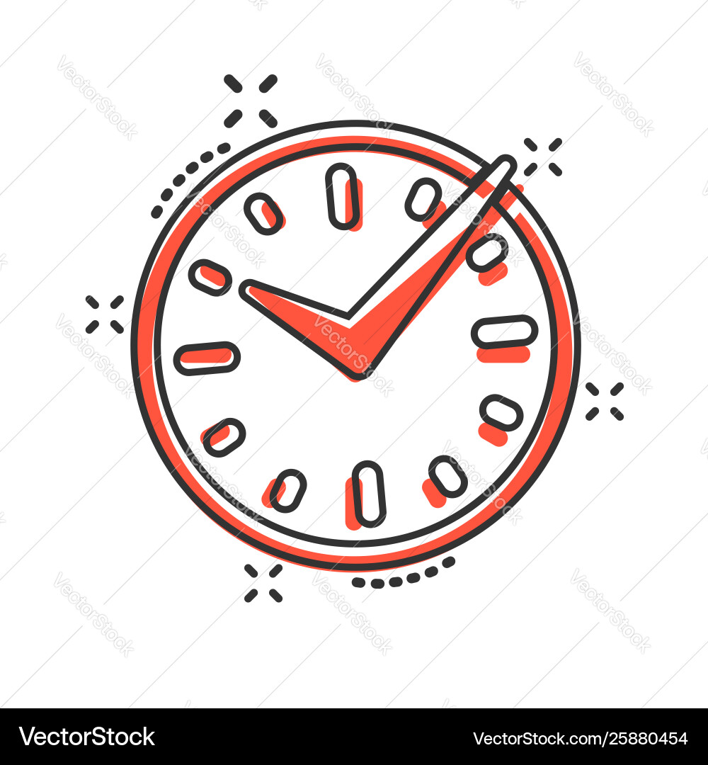 Real time icon in comic style clock cartoon Real time icon in comic style clock cartoon vector image