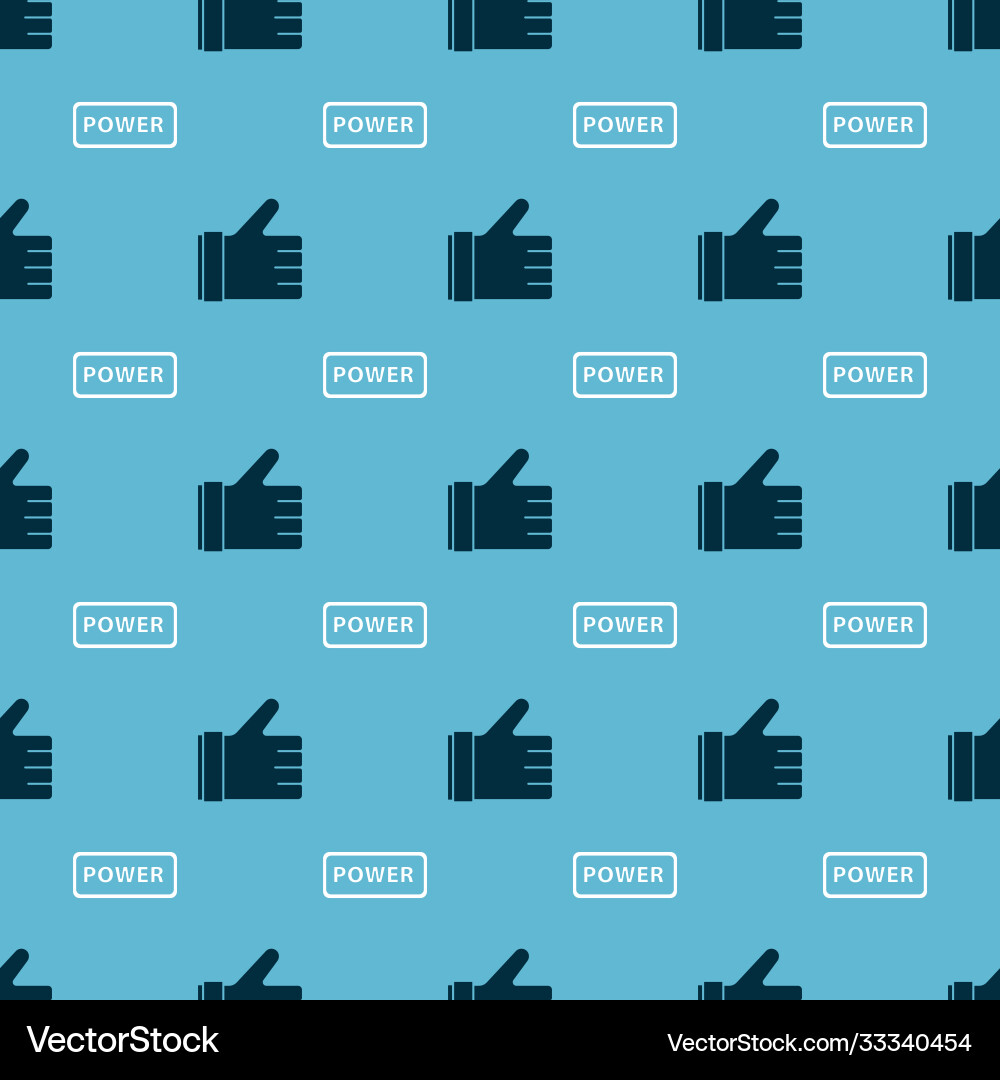 Set hand like and power button on seamless pattern Vector Image