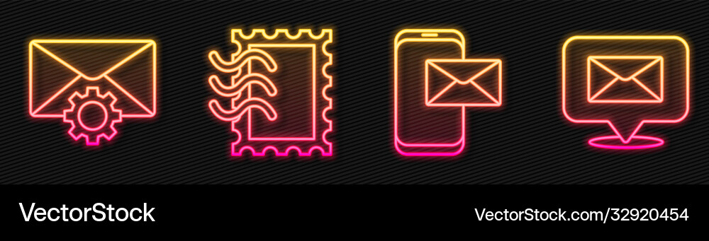 Set line mobile and envelope setting vector image