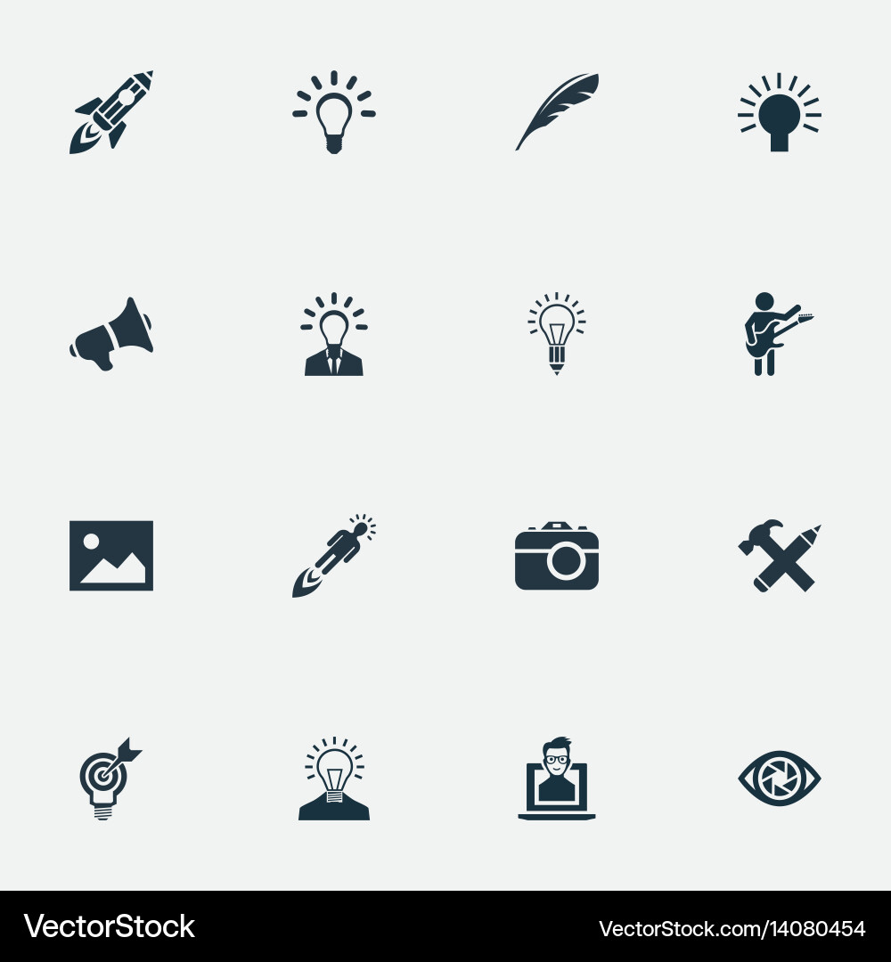 Set of simple visual art icons vector image