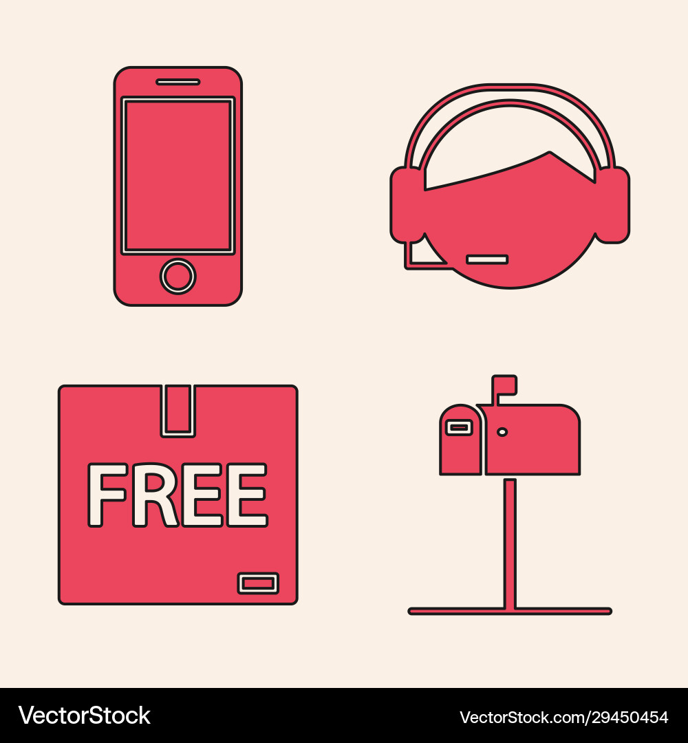 Set open mail box mobile phone with app delivery Set open mail box mobile phone with app delivery Vector Image