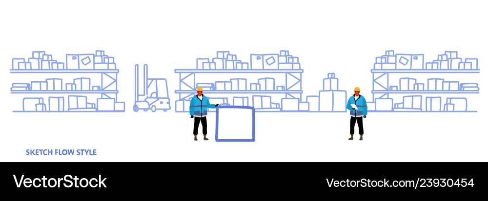 Workers in uniform storage logistic delivery Workers in uniform storage logistic delivery vector image