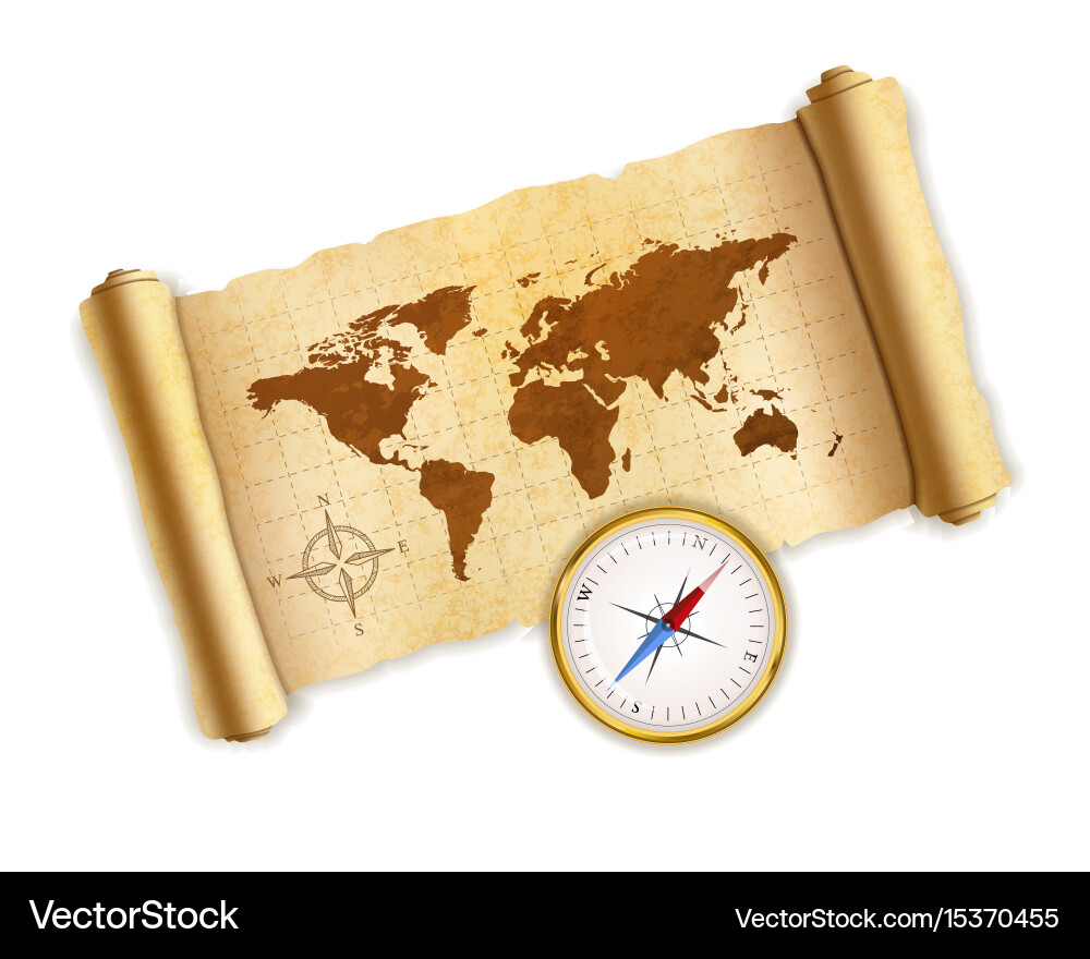 Ancient World Map Scroll vector image