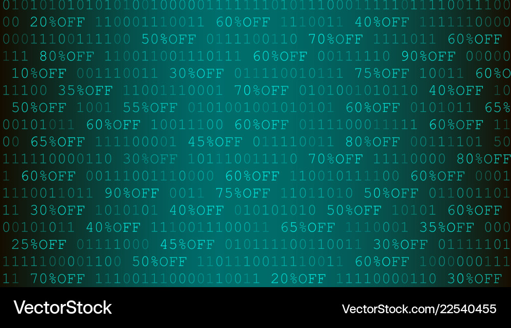 Background of zeros ones and amount discount Background of zeros ones and amount discount vector image