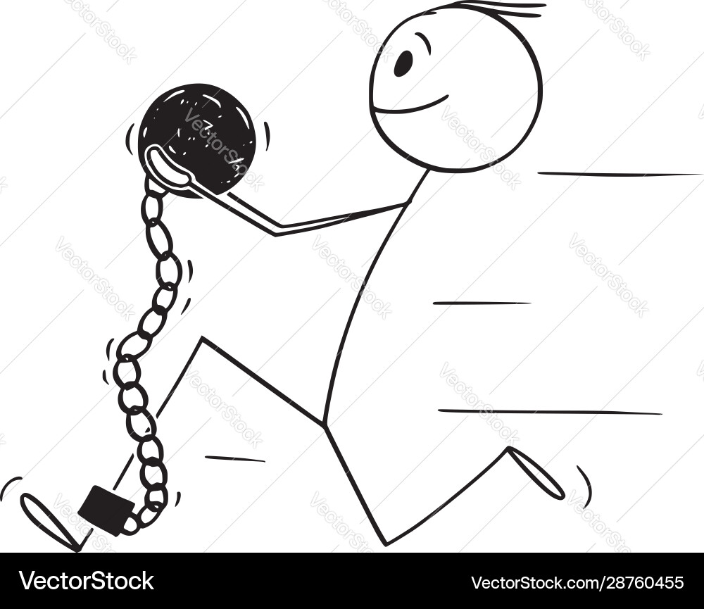 Cartoon prisoner or man in chain and iron ball Cartoon prisoner or man in chain and iron ball vector image