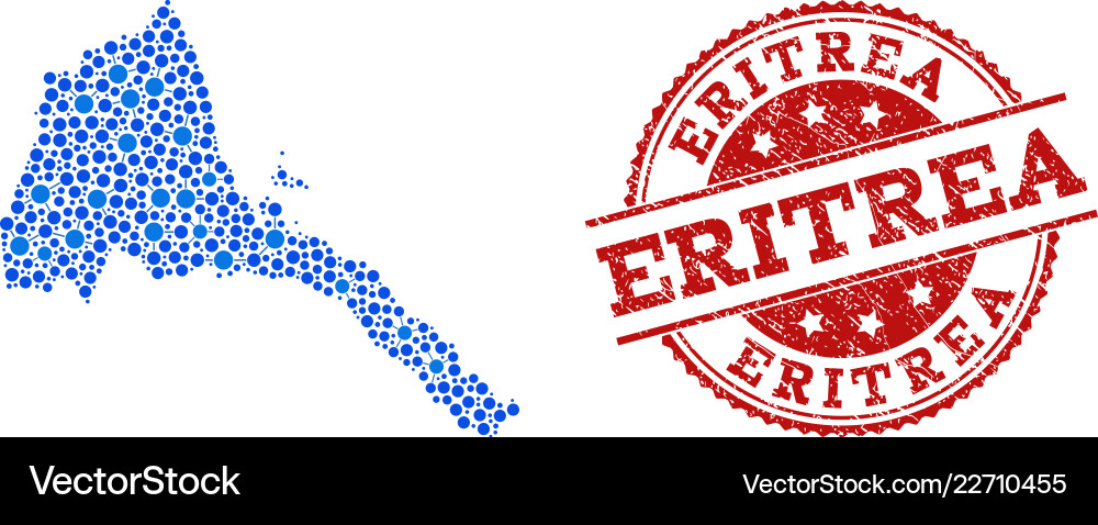 Collage map of eritrea with linked points vector image