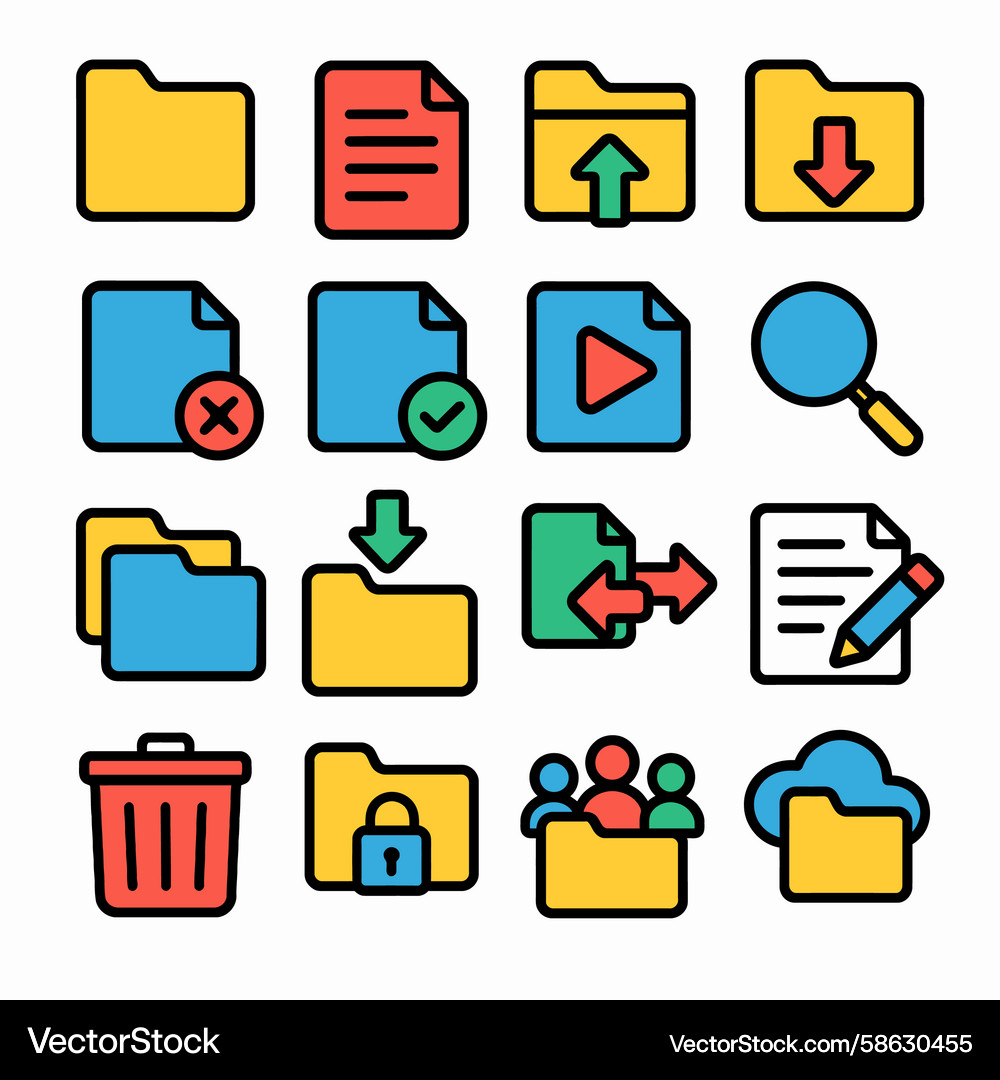 File Folder Icons - Collection Vector Image