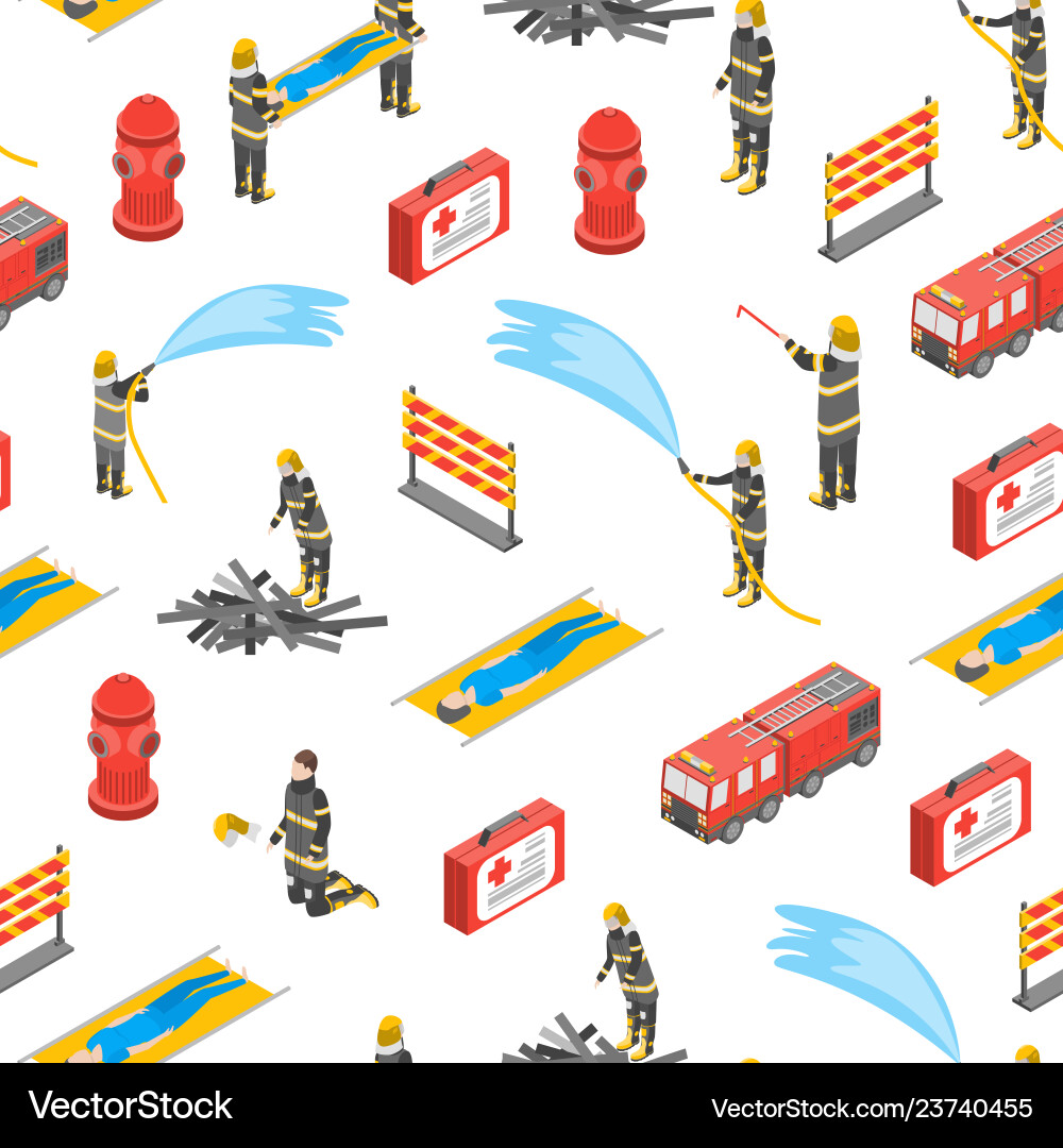 Firefighterseamless pattern background 3d vector image