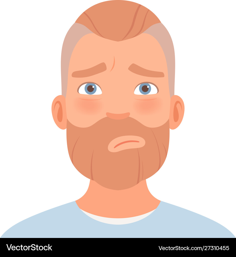 Guilty expression on a man with beard Guilty expression on a man with beard vector image