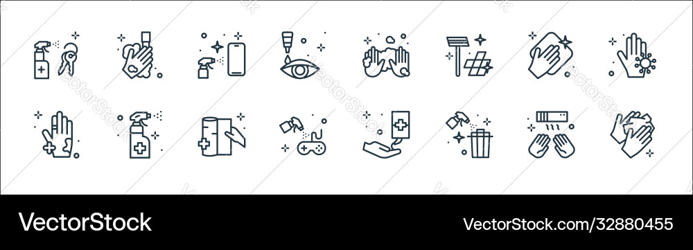 Hygiene line icons linear set quality Hygiene line icons linear set quality vector image