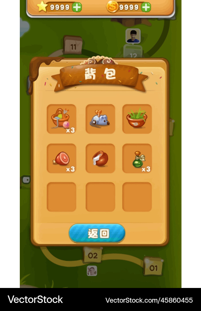 Komplettes Set von Level-Taste Spiel ui Pop-up-Symbol vektorbild