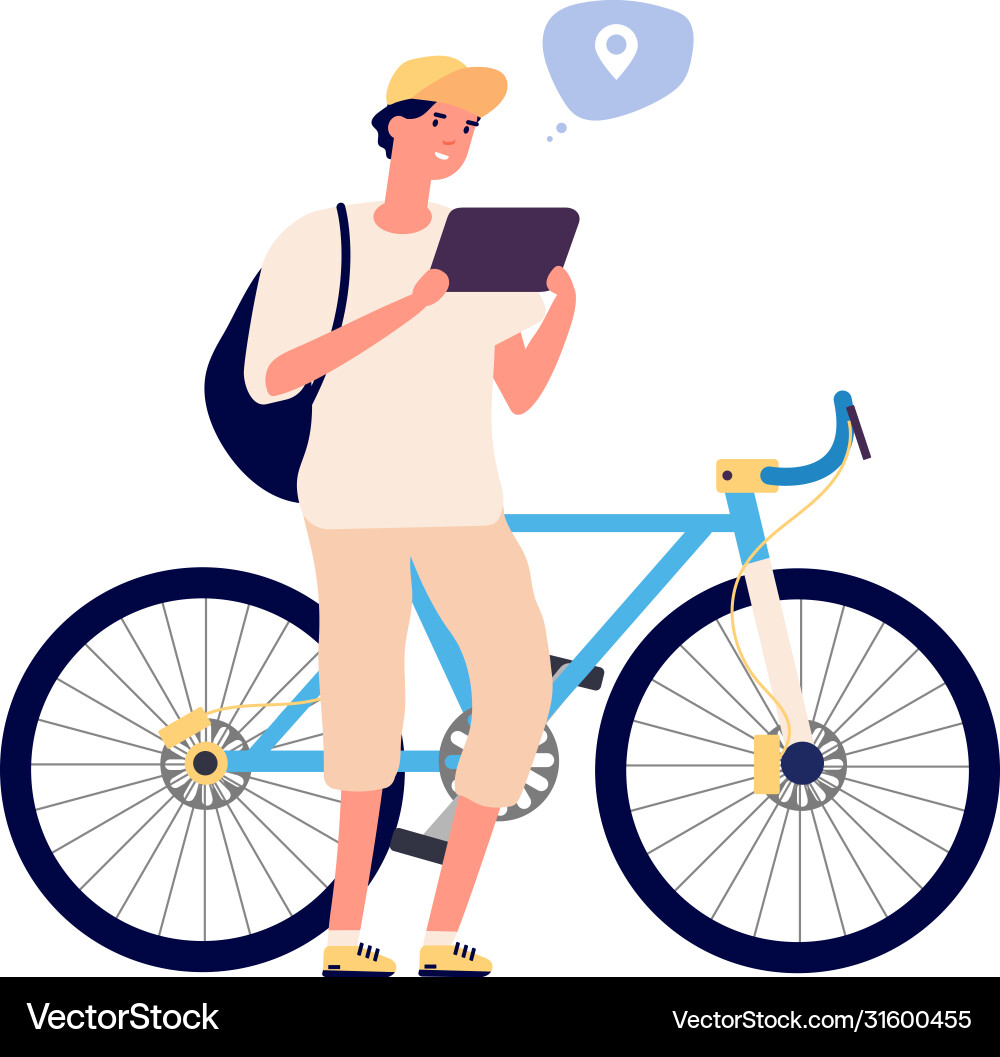 Man Using GPS Navigation Tablet vector image