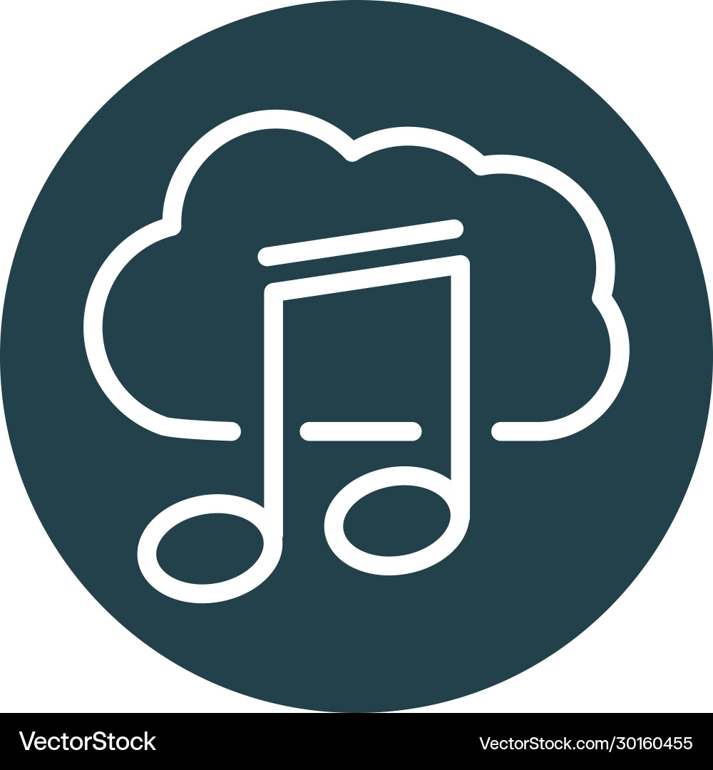 Music note cloud computing storage sound block vector image