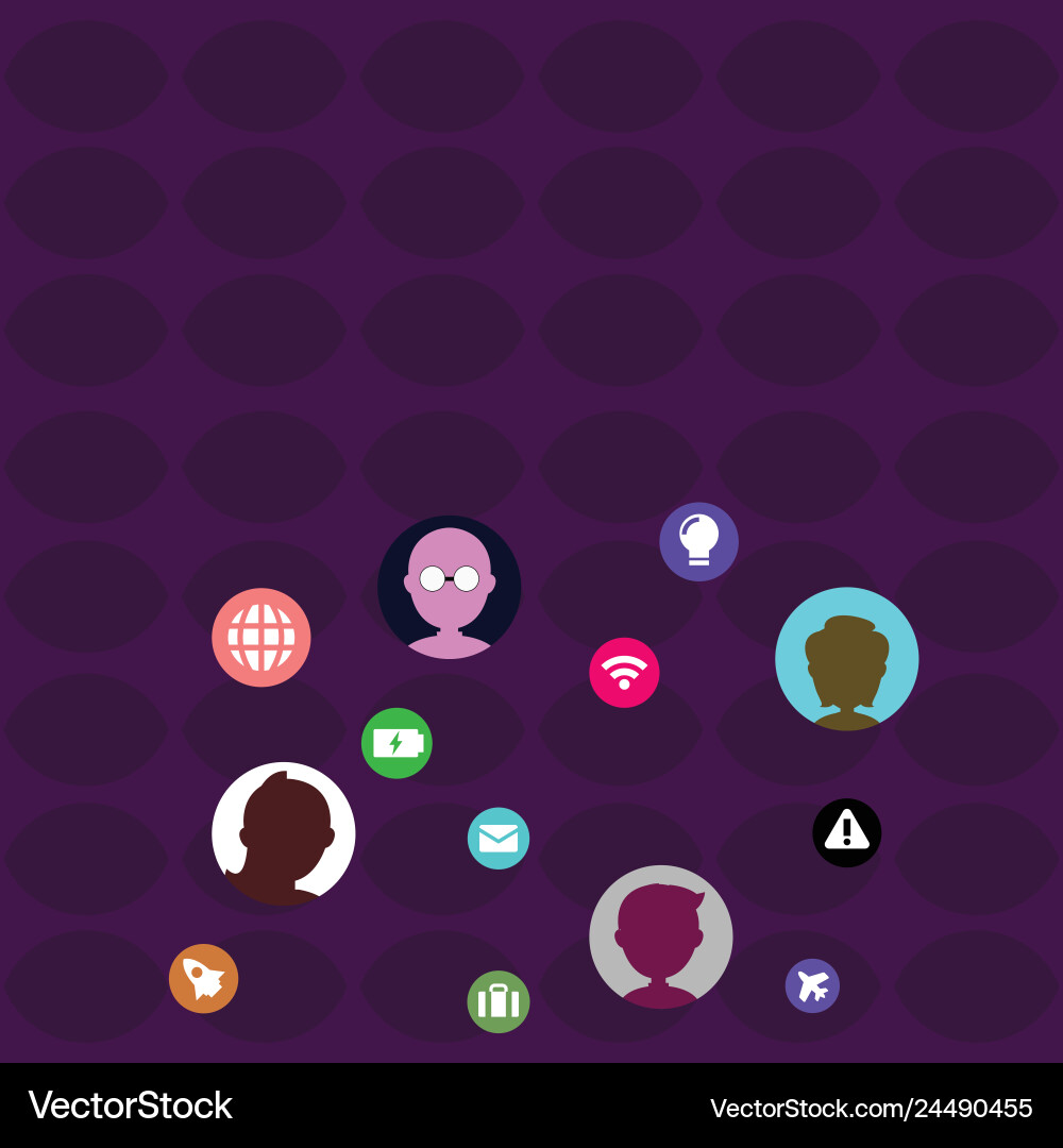 Networking technical icons with chat heads Networking technical icons with chat heads vector image