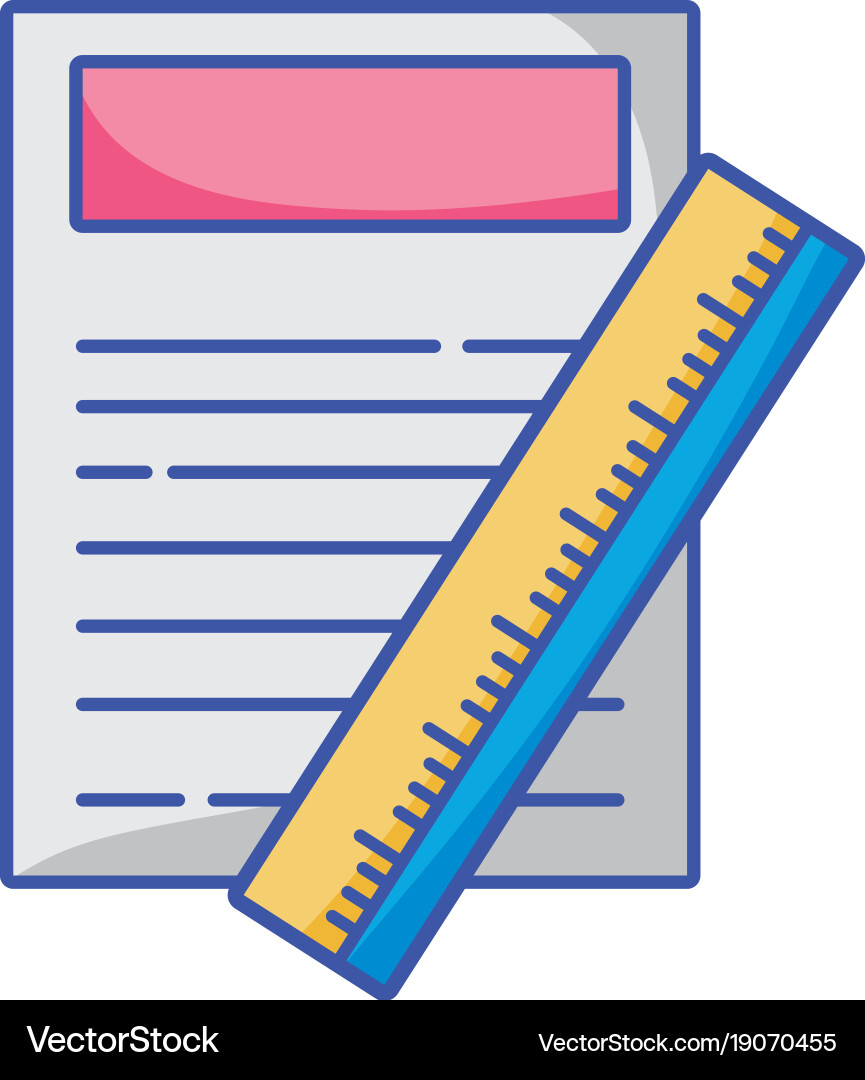 Paper document with ruler object design vector image