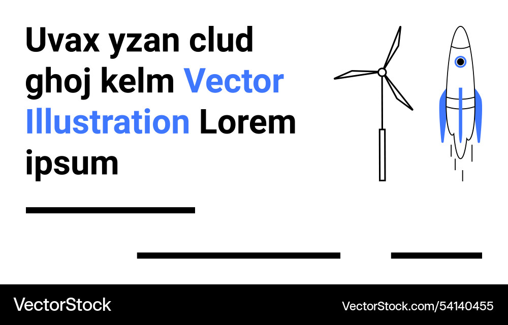 Rocket and wind turbine with text elements Rocket and wind turbine with text elements Vector Image