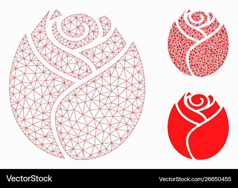 Rose button mesh network model and triangle Rose button mesh network model and triangle vector image