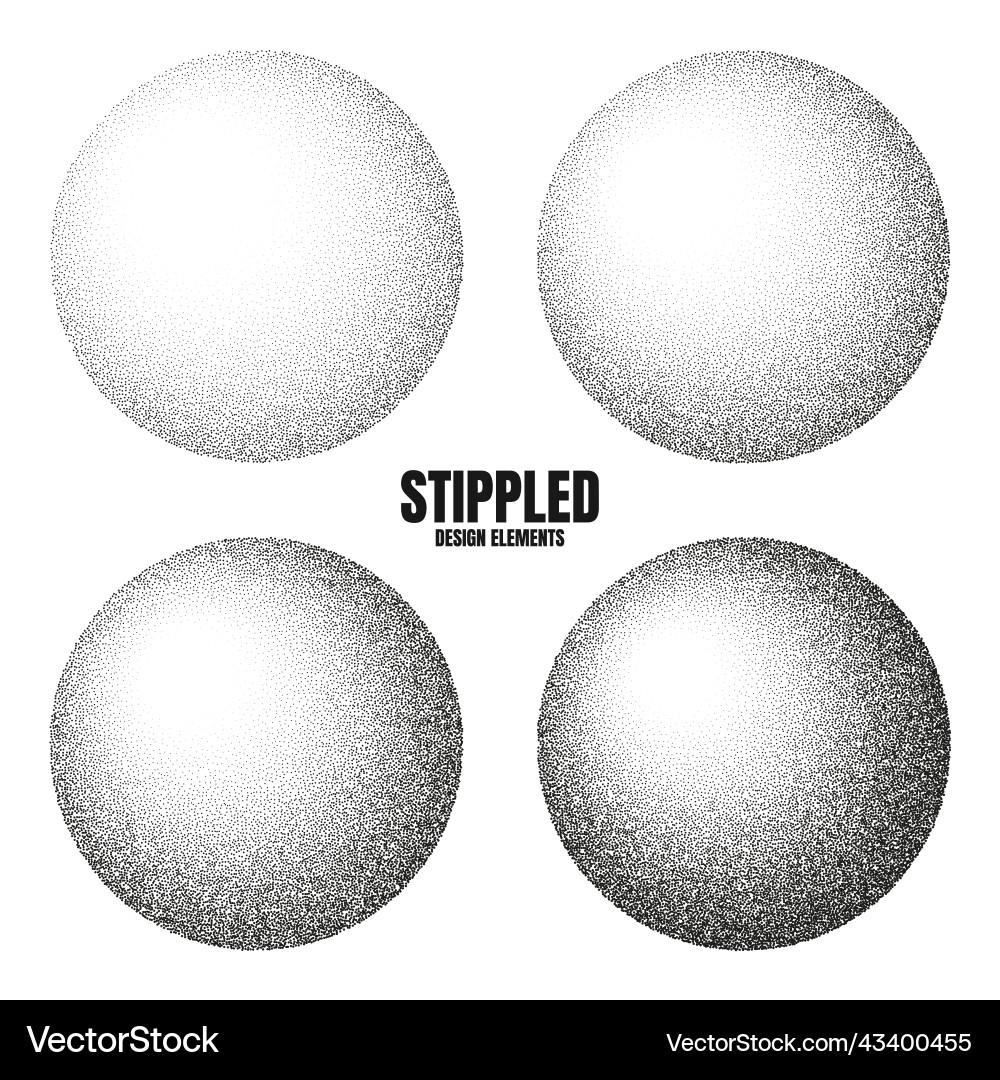 Round shaped dotted objects stipple elements Round shaped dotted objects stipple elements vector image