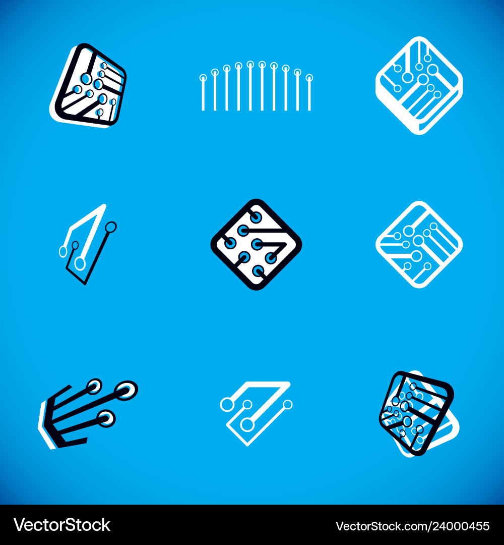 Satz des Mikroprozessorsystems abstrakte Logotypen vektorbild