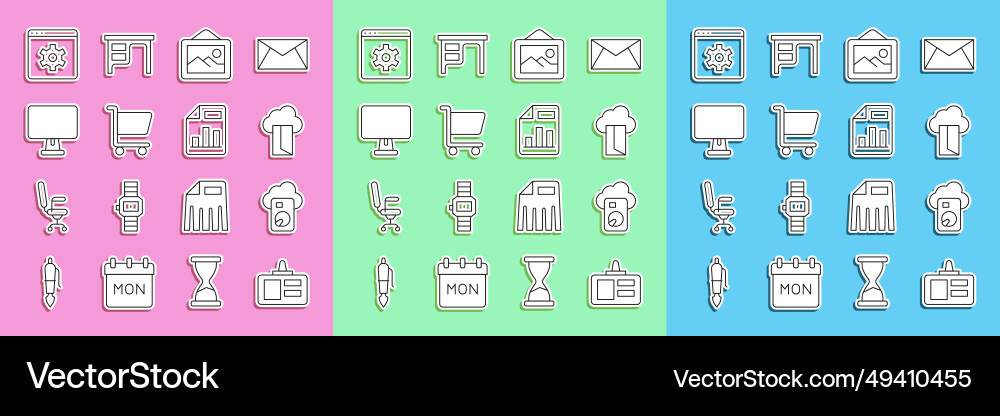 Set line identification badge cloud database Vector Image