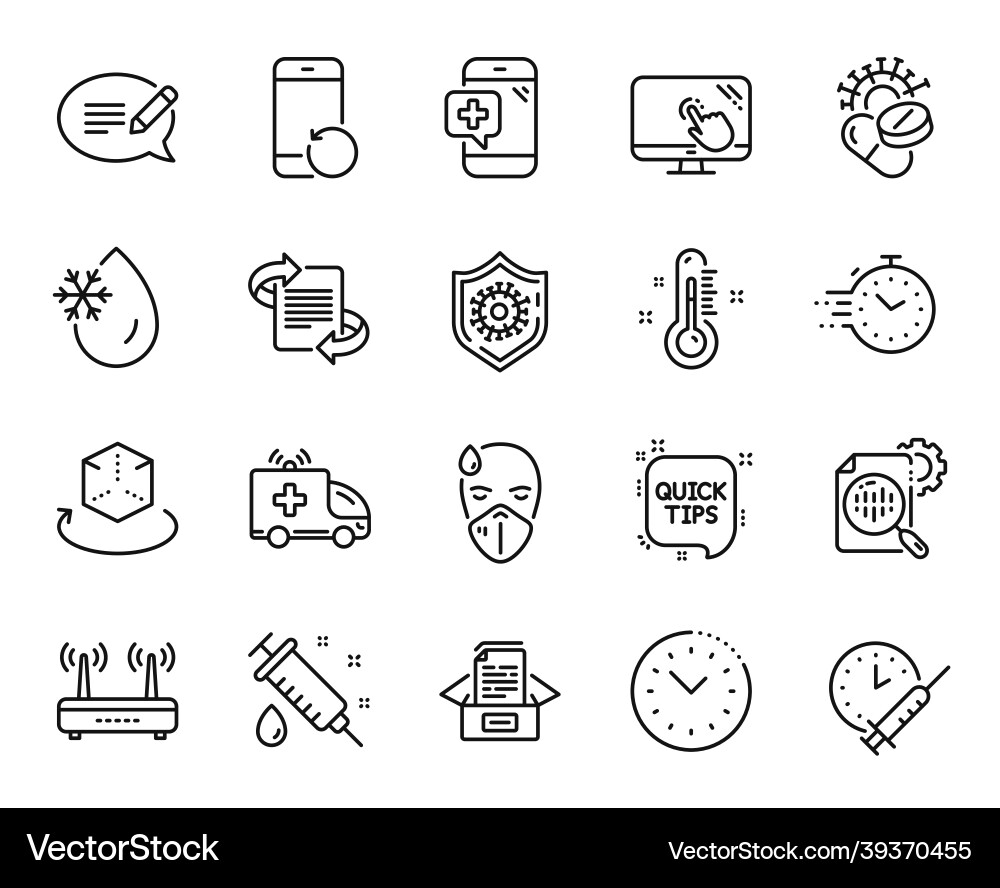 Set of quick tips timer and touch screen Set of quick tips timer and touch screen vector image