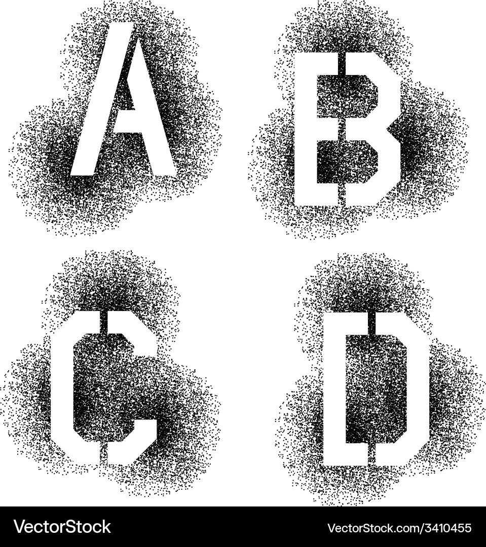 Stencil angular spray font letters a b c d Vector Image